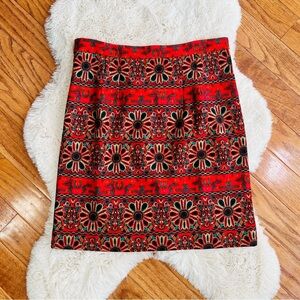 Molly Bracken red floral pencil skirt